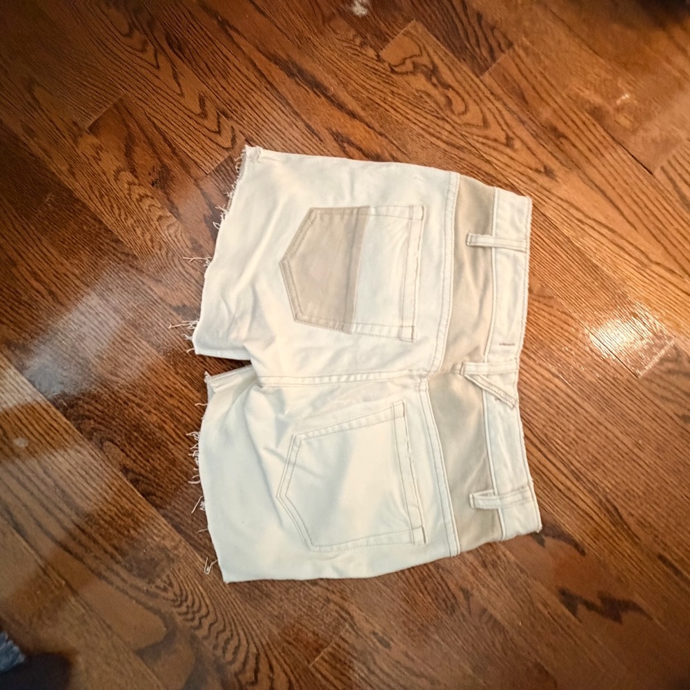 One of a Kind- Free People Cream Denim Shorts with Rhinestone Detail - Picture 5 of 6